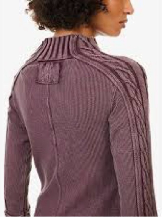 We The Free Sweaters - We The Free Cable-Trim Mock Neck Sweater - Plum
